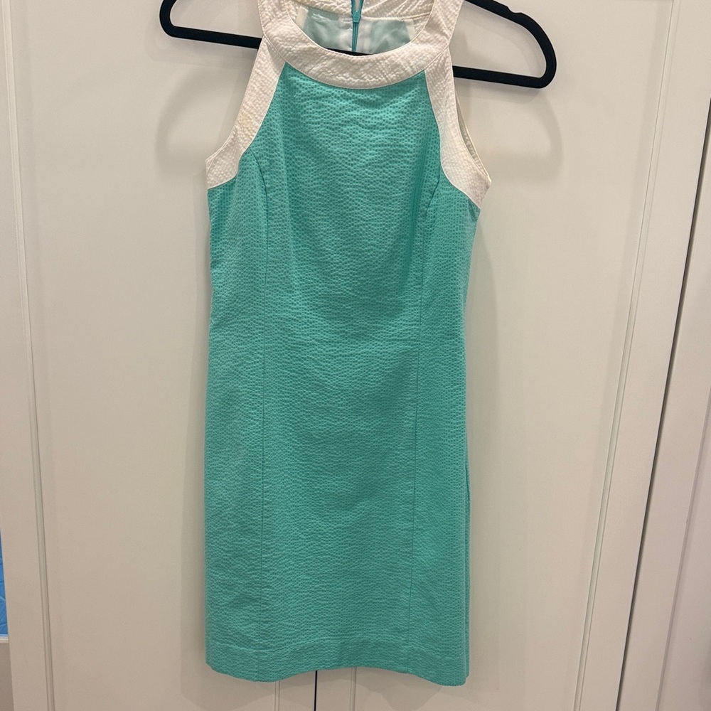 Lauren James Elegant Teal and White Sleeveless Dress